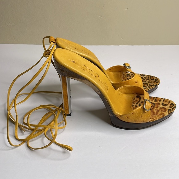 Luciano Rossi Shoes - LUCIANO ROSSI Platform Heels Genuine Ostrich Laces Up Ankle Square Size 9